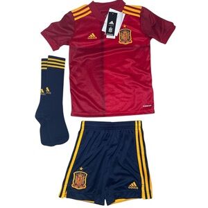 Adidas Kids Spain Soccer Jersey Set 2020-21 - Red and Navy sz S